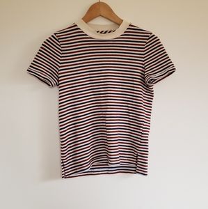 Madewell Blue and Red Striped Tee